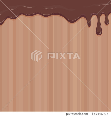 融化的巧克力和條紋背景_方塊 135446923