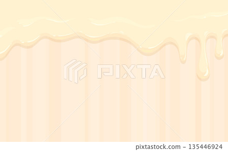 融化的白巧克力和條紋背景_水平 135446924