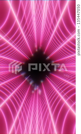 Radiant pink grid lines forming a glowing tunnel that converges into a dark central void with energetic neon motion Radiant pink grid lines forming a glowing tunnel that converges into a dark central void with energetic neon motion 135447050