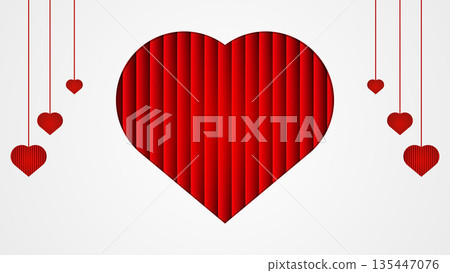 Valentine Red Heart Decoration on White 135447076