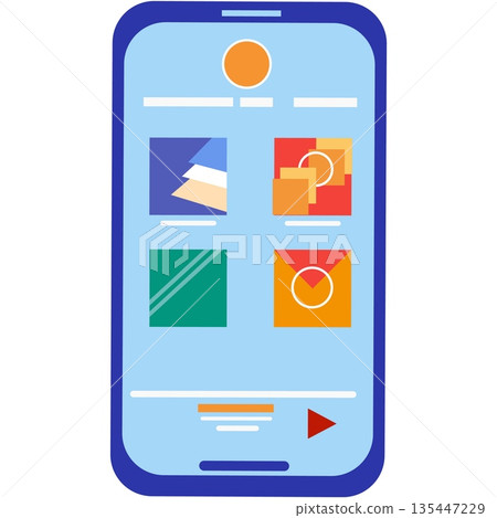 Cartoon mobile phone vector flat icon smatphone 135447229