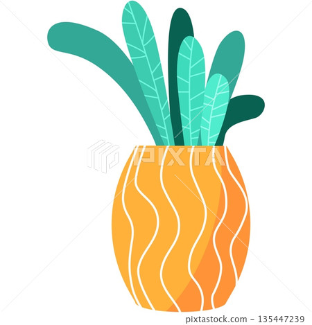 Plant pot vector flat flower icon succulent design 135447239