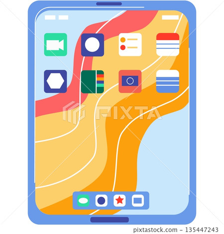 Digital mobile tablet vector illustration top view Digital mobile tablet vector illustration top view 135447243