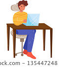 Man work on laptop computer vector isolated icon 135447248