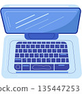Computer laptop cartoon top view vector icon 135447253