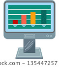 Computer with graph chart statistic on screen icon 135447257