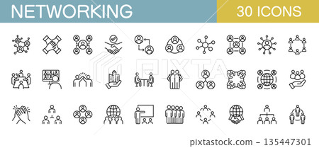 Business network icon set Business network icon set 135447301