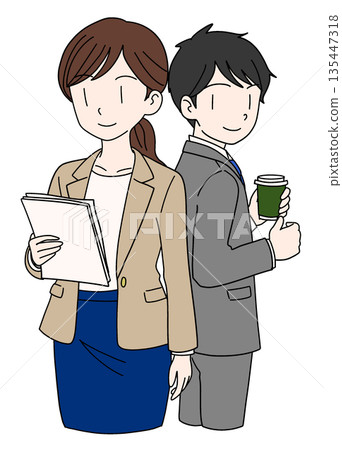 男性和女性辦公室職員的插圖 135447318