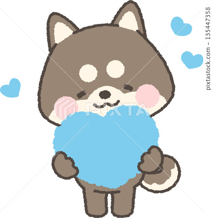 Black Shiba Inu with a heart 135447358