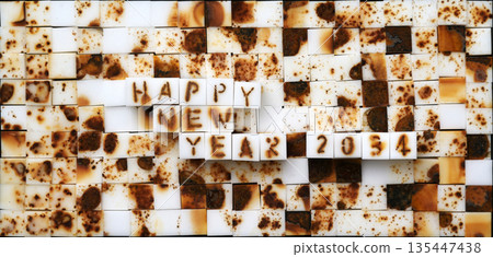 New Year's material HAPPY NEW YEAR 2034 135447438