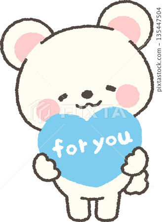A polar bear holding a heart that says "for you" A polar bear holding a heart that says "for you" 135447504