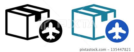 紙箱空運圖標 紙箱空運圖標 135447821