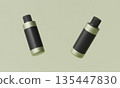 Green Cosmetic Product Bottle with Blank Black Label Mock up. 3D Rendering. 135447830