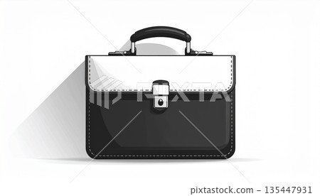 Stylish line drawing graphic of a briefcase. Material for illustration of recruitment, career change, business success, and sales activities. Stylish line drawing graphic of a briefcase. Material for illustration of recruitment, career change, business success, and sales activities. 135447931