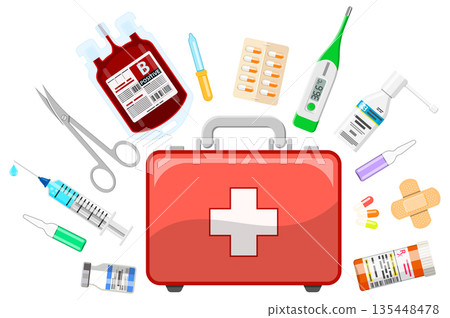 First Aid Kit with Medications First Aid Kit with Medications 135448478