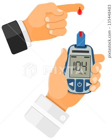 Blood Glucose Meter in Hand 135448483