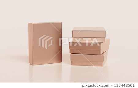 Elegant Empty Rose Gold Packaging Box Mock up. 3D Rendering. Elegant Empty Rose Gold Packaging Box Mock up. 3D Rendering. 135448501