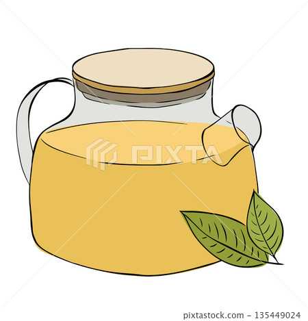 A complete collection of traditional Japanese matcha green tea ceremony elements including a teapot whisk powder and prepared tea. composition hand drawn illustration. Vector graphic line ink art. A complete collection of traditional Japanese matcha green tea ceremony elements including a teapot whisk powder and prepared tea. composition hand drawn illustration. Vector graphic line ink art. 135449024