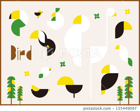 Illustration material of a geometric bird 135449097