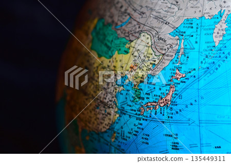 A globe showing the waters around Japan 135449311