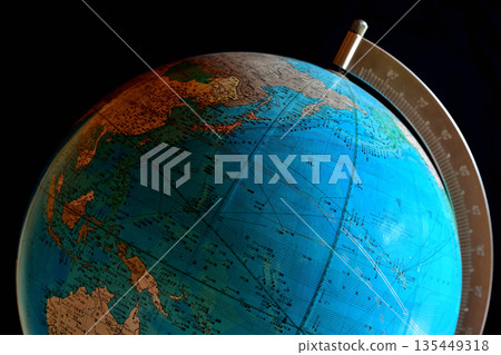 Globe centered on the Pacific Ocean 135449318
