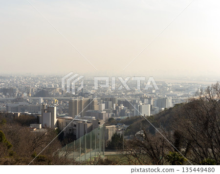 View of the cityscape covered in yellow sand from the observation deck View of the cityscape covered in yellow sand from the observation deck 135449480