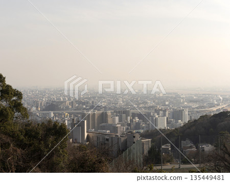 View of the cityscape covered in yellow sand from the observation deck View of the cityscape covered in yellow sand from the observation deck 135449481
