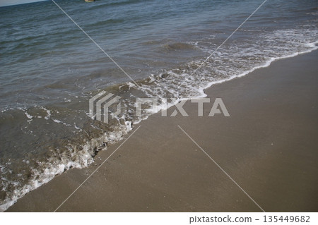 Waves to beat on the sandy beach 135449682