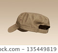 Vintage Beige Fabric Military Cap. 3D Rendering.  135449819