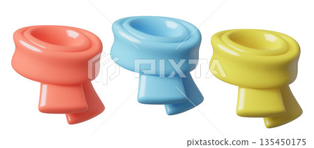 3d scarf icons in red, blue and yellow color 135450175