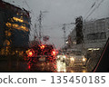 View from a car window on a rainy day 135450185