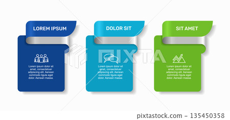 Infographic with icons, headings, and text blocks for business, presentation, or data visualization. Vector illustration. Infographic with icons, headings, and text blocks for business, presentation, or data visualization. Vector illustration. 135450358