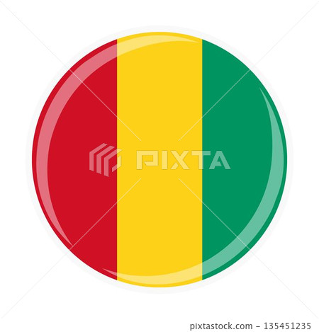 Guinea national round circle flag emblem official icon 135451235