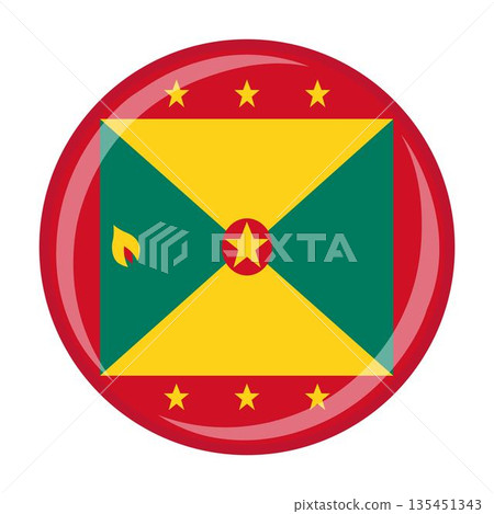 Grenada national round circle flag emblem official icon Grenada national round circle flag emblem official icon 135451343