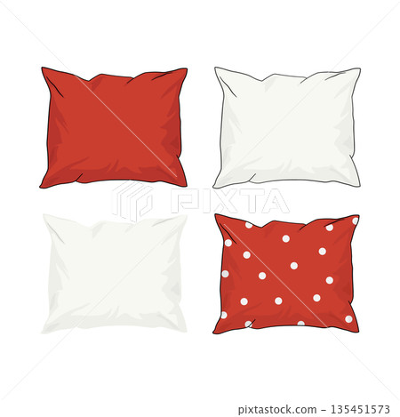 Set of pillows in different colors isolated without background 135451573
