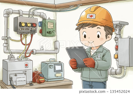 男工程師正在檢查電動車充電設備 | 電氣設備維修工作示意圖 135452024