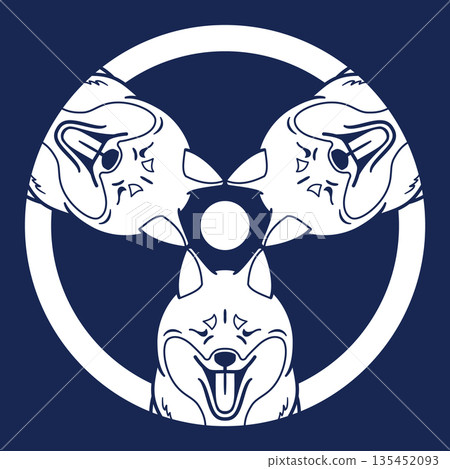 Family crest style icon dog yawning Shiba Inu Japanese coat of arms Family crest style icon dog yawning Shiba Inu Japanese coat of arms 135452093