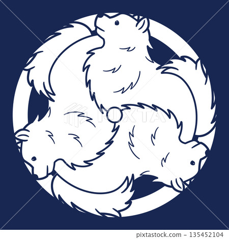 Family crest style icon Pomeranian sideways dog Japanese coat of arms 135452104