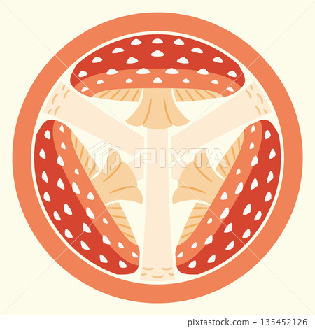 Family crest style icon Mushroom Amanita muscaria Japanese emblem 135452126