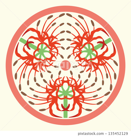 Family crest style icon Higanbana plant Japanese emblem 135452129