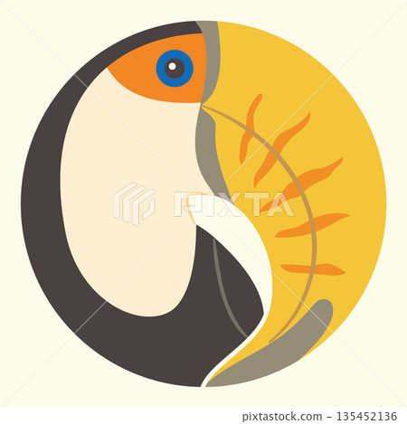 Family crest style icon Bird Toucan Japanese emblem 135452136