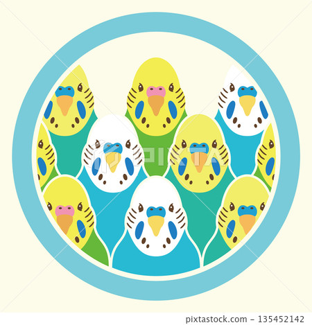 Family crest style icon Bird Budgerigar Japanese coat of arms 135452142