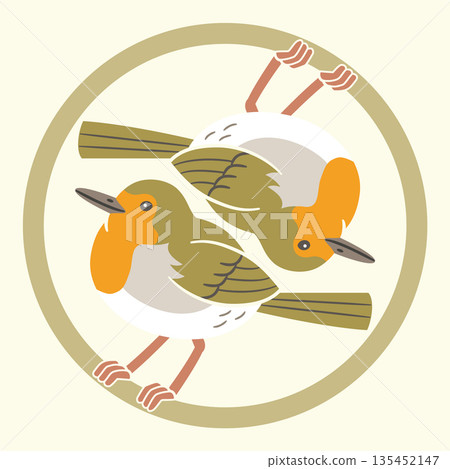 Family crest style icon Bird European robin Robin Japanese coat of arms Family crest style icon Bird European robin Robin Japanese coat of arms 135452147