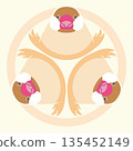 Family crest style icon Bird Java sparrow Cinnamon Japanese crest 135452149