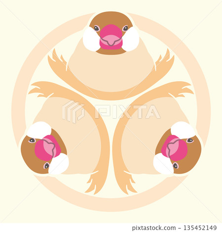 家族徽章風格圖示 鳥 爪哇麻雀 肉桂 日本徽章 135452149