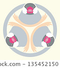 Family crest style icon Bird Java sparrow Silver Japanese crest 135452150