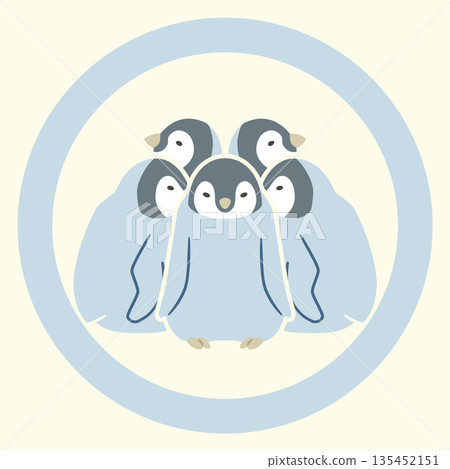 家族徽章風格圖示:鳥類、帝企鵝幼鳥、日本紋章 家族徽章風格圖示:鳥類、帝企鵝幼鳥、日本紋章 135452151