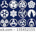 Family crest style icon dog border collie boston terrier Japanese coat of arms 135452155