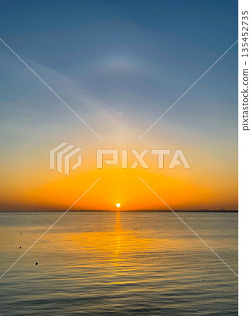 Sunrise over Lake Nasser, Abu Simbel, Egypt 135452735