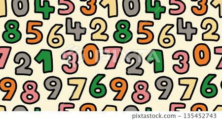 Colorful hand-drawn numbers pop seamless pattern background material Colorful hand-drawn numbers pop seamless pattern background material 135452743